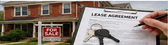 Pennsylvania rental property for sale with tenant lease agreement, house keys, and occupied home.