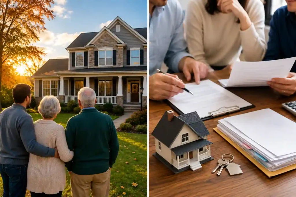 Heirs viewing an inherited Pennsylvania home while reviewing possible sale decisions
