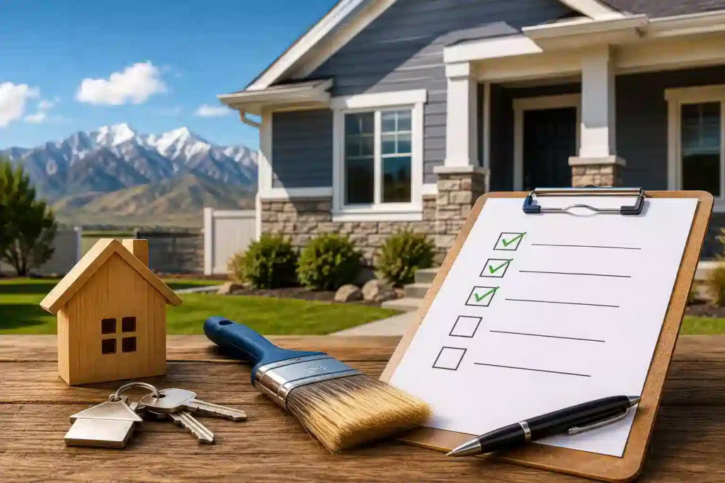 Utah home sold as-is with house keys, repair tools, and property inspection documents