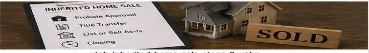 Utah inherited home sale steps showing probate authority, title work, listing, closing, and a sold property.