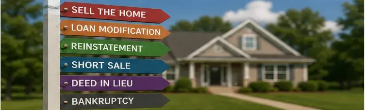 Utah foreclosure options including selling, loan modification, reinstatement, short sale, deed in lieu, and bankruptcy.