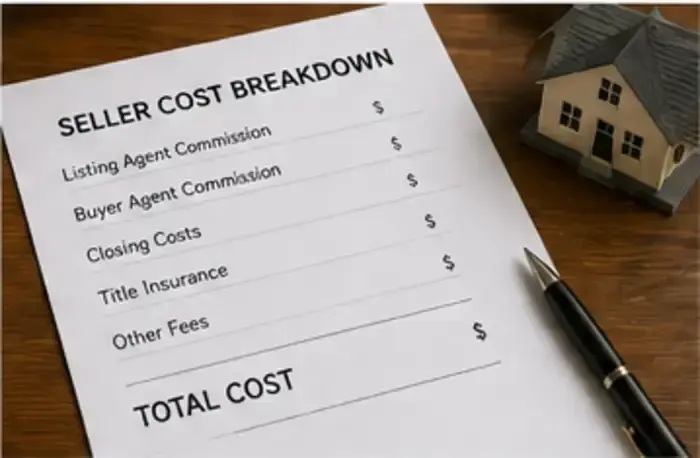 Utah home seller cost breakdown showing listing commission, buyer agent compensation, closing costs, and other sale expenses.