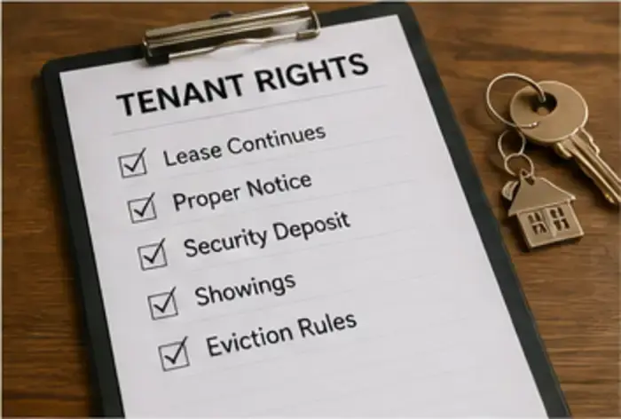 Utah tenant rights checklist covering lease continuation, notice, security deposit, showings, and eviction rules when a landlord sells.